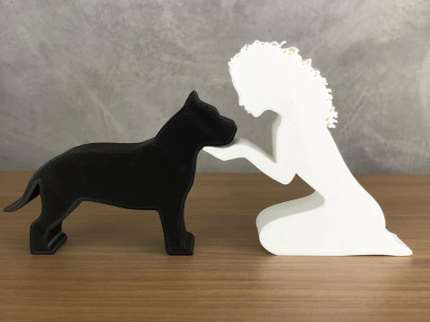 Girl and her American Bully - wavy hair 3D Print Model
