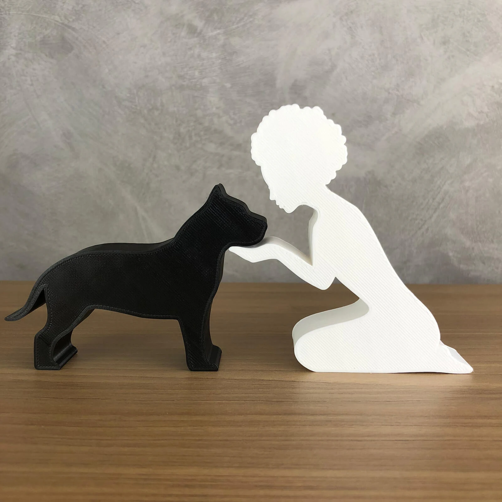 Girl and her American Bully - afro hair 3D Print Model .c4d .max .obj .3ds .fbx .stl .blend 
