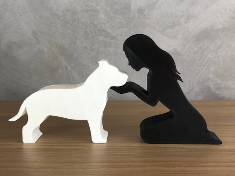 Girl and her American Bully - straight hair Modello di stampa 3D