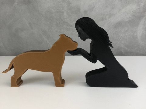 Girl and her American Bully - straight hair Modello di stampa 3D