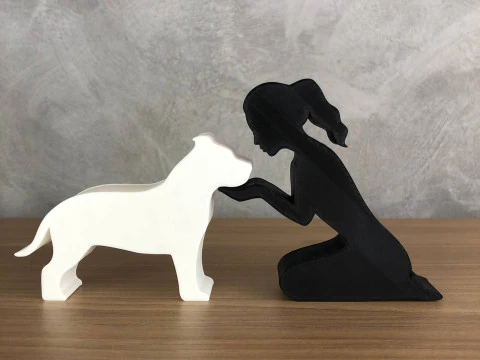 Girl and her American Bully - tied hair 3D Print Model