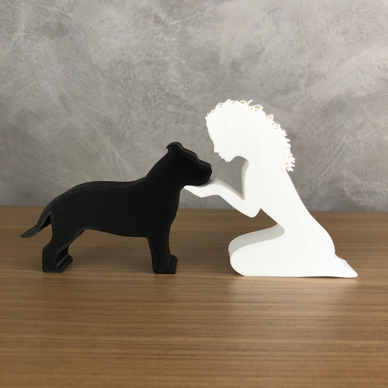 Girl and her American Bully - wavy hair 3D Принт Модель .c4d .max .obj .3ds .fbx .stl .blend 
