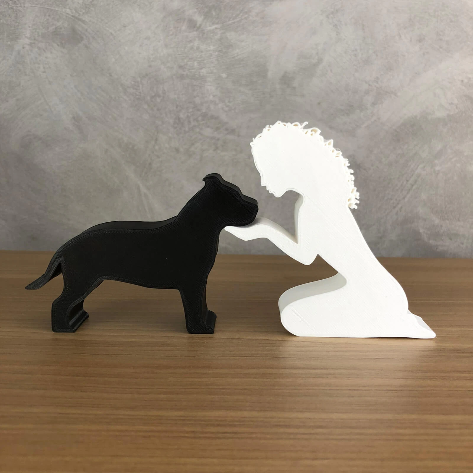 Girl and her American Bully - wavy hair 3D Print Model .c4d .max .obj .3ds .fbx .stl .blend 