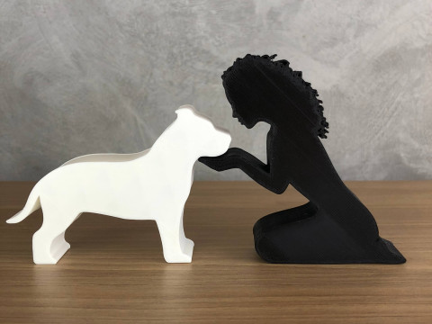 Girl and her American Bully - wavy hair 3D Принт Модель