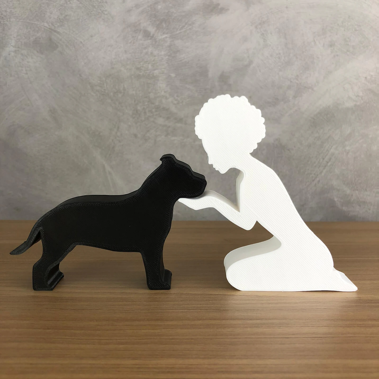 Girl and her American Bully - afro hair 3D Print Model .c4d .max .obj .3ds .fbx .stl .blend 
