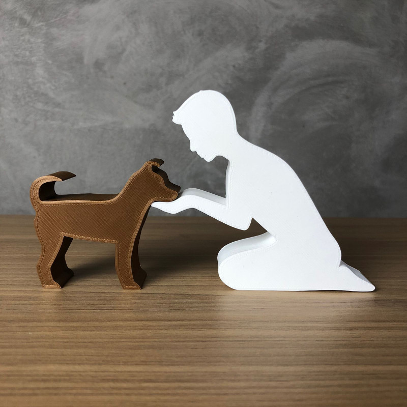 Boy and his dog 3D प्रिंट मॉडल .c4d .max .obj .3ds .fbx .stl .blend 