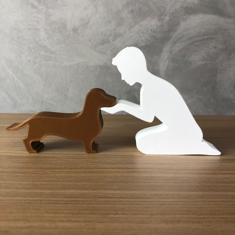 Boy and his Dachshund 3D Принт Модель .c4d .max .obj .3ds .fbx .stl .blend 