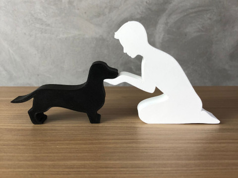 Boy and his Dachshund 3D Принт Модель