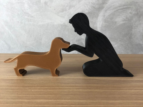 Boy and his Dachshund 3D Принт Модель