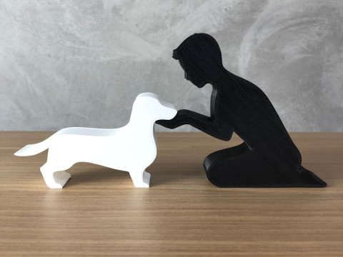 Boy and his Dachshund 3D Принт Модель