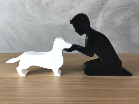 Boy and his Dachshund 3D Print Model