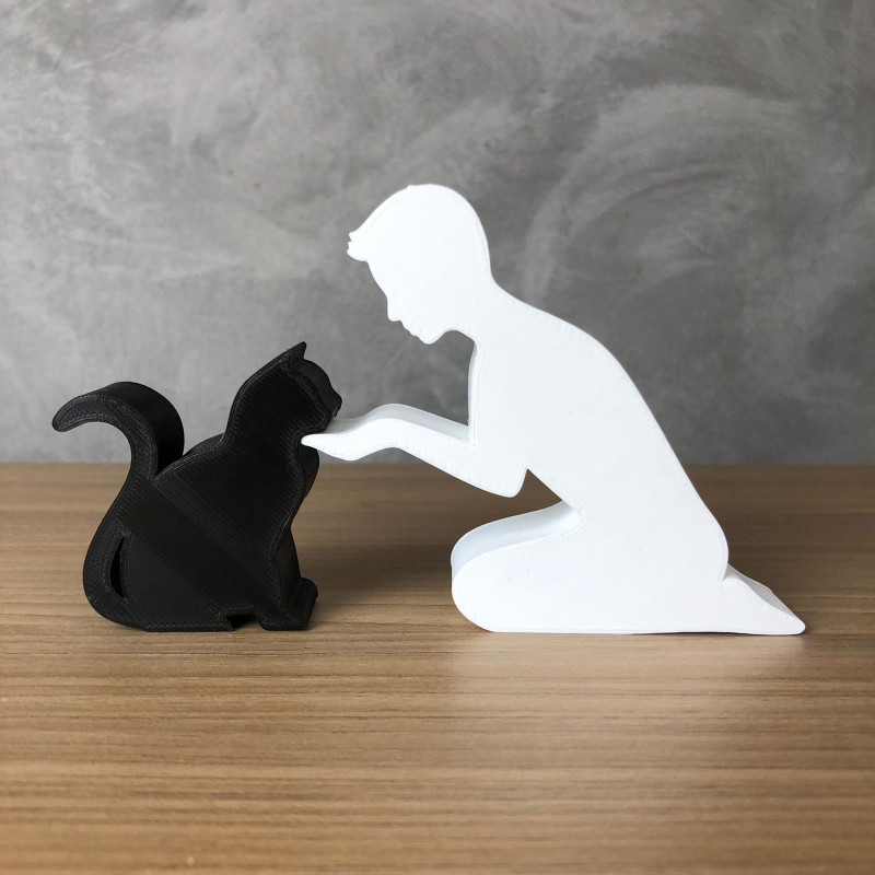 Boy and his Cat 3Dプリントモデル .c4d .max .obj .3ds .fbx .stl .blend 