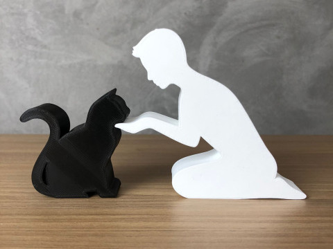 Boy and his Cat 3D 프린트 모델