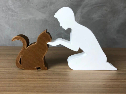 Boy and his Cat 3D Print Model