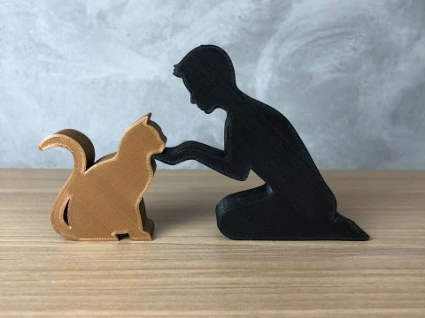 Boy and his Cat 3D Print Model