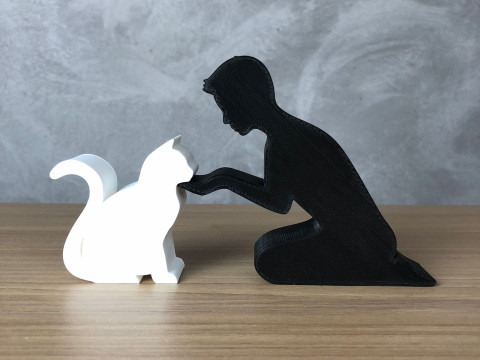 Boy and his Cat 3Dプリントモデル
