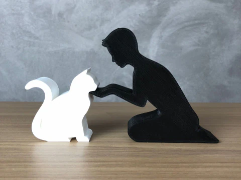 Boy and his Cat 3D Print Model