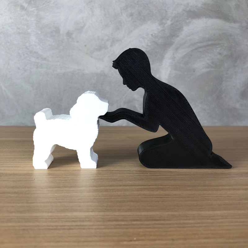 Boy and his Poodle 3D 打印模型 .c4d .max .obj .3ds .fbx .stl .blend 