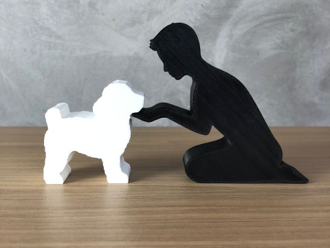 Boy and his Poodle 3D 프린트 모델