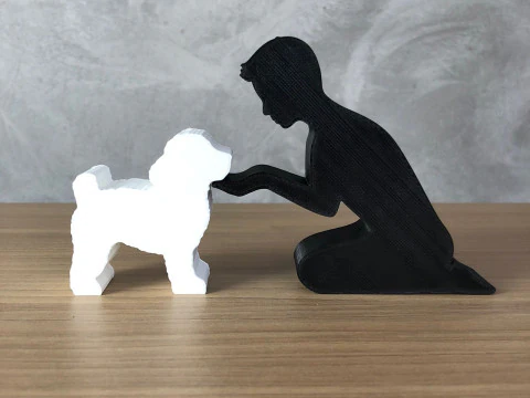 Boy and his Poodle 3D Print Model