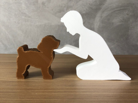 Boy and his Poodle 3D 打印模型