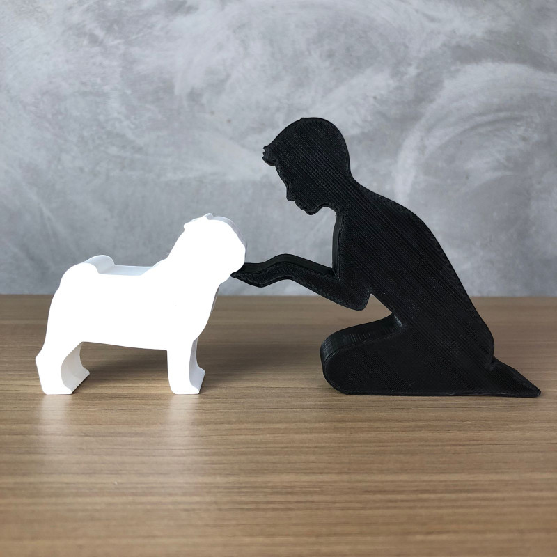 Boy and his Pug Model Cetak 3D .c4d .max .obj .3ds .fbx .stl .blend