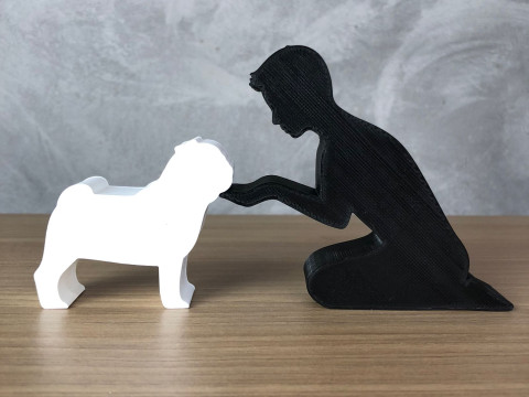 Boy and his Pug 3D Print Model