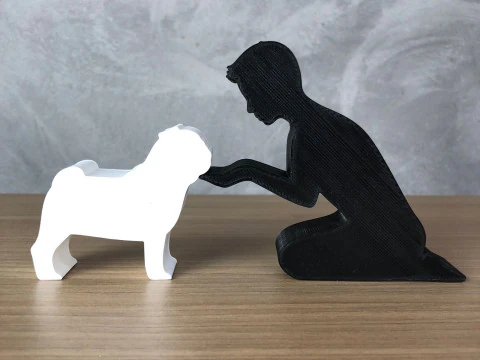 Ni&ntilde;o y su Pug Modelo de impresión 3D