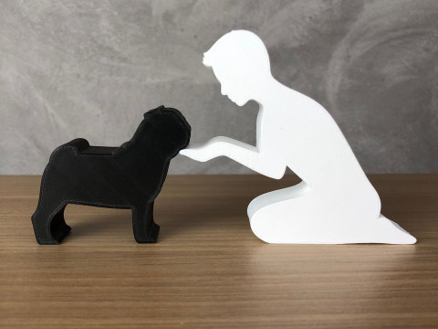 Boy and his Pug Model Cetak 3D
