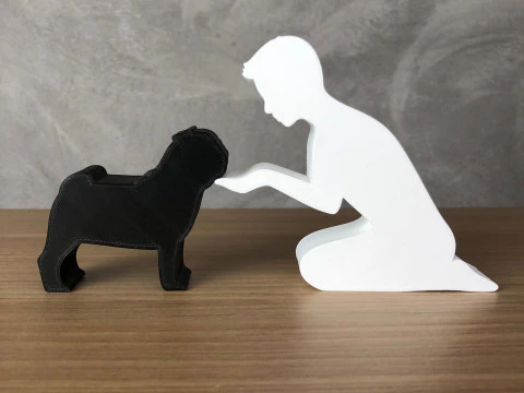 Boy and his Pug 3D Print Model