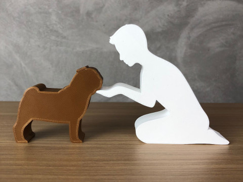 Boy and his Pug Model Cetak 3D