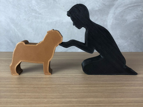 Boy and his Pug Model Cetak 3D