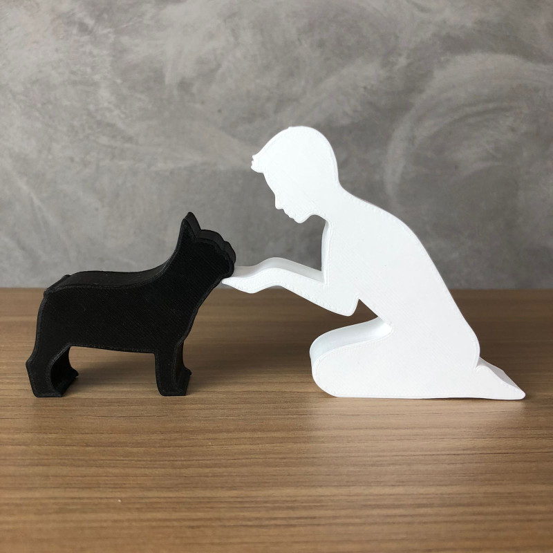 Boy and his French Bulldog 3D Принт Модель .c4d .max .obj .3ds .fbx .stl .blend 