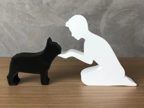 Boy and his French Bulldog 3D Print Model