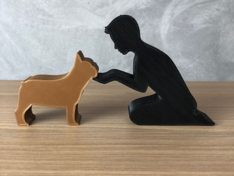 Boy and his French Bulldog 3D Принт Модель