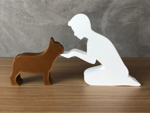 Boy and his French Bulldog 3D Принт Модель
