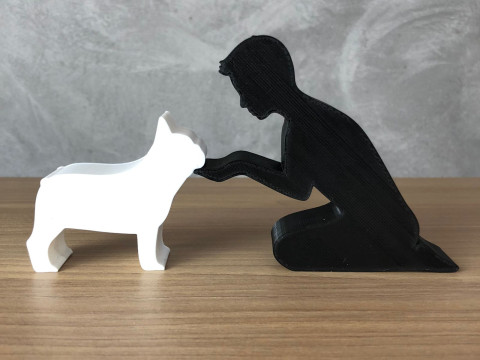 Boy and his French Bulldog 3D Принт Модель