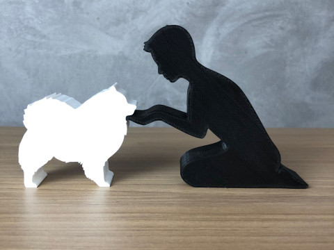 Boy and his German Spitz - Pomeranian 3D 프린트 모델