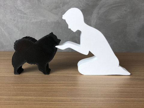 Boy and his German Spitz - Pomeranian 3D 打印模型