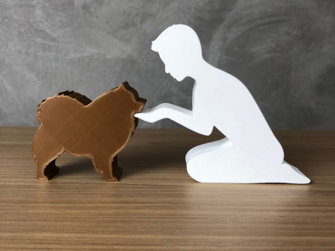Boy and his German Spitz - Pomeranian 3D 打印模型