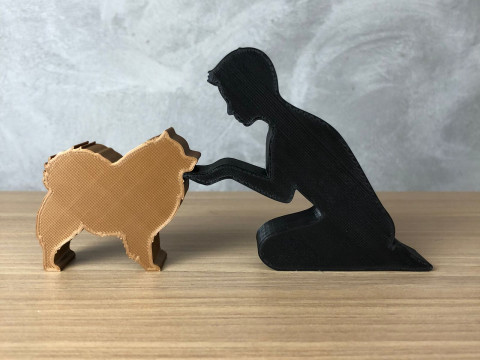 Boy and his German Spitz - Pomeranian 3D 打印模型