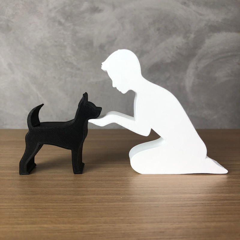 Boy and his Pinscher 3Dプリントモデル .c4d .max .obj .3ds .fbx .stl .blend 