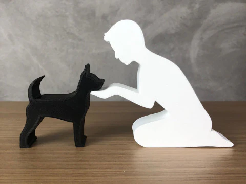 Мальчик и его пинчер 3D Принт Модель