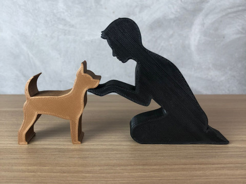 Boy and his Pinscher 3Dプリントモデル