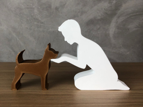 Boy and his Pinscher 3Dプリントモデル
