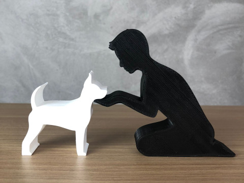 Boy and his Pinscher 3Dプリントモデル