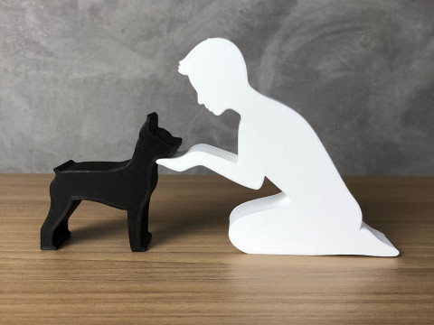 Boy and his Pinscher 3D Print Model