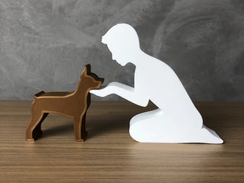 Boy and his Pinscher 3D Print Model