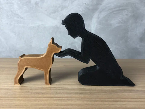 Boy and his Pinscher 3D Print Model