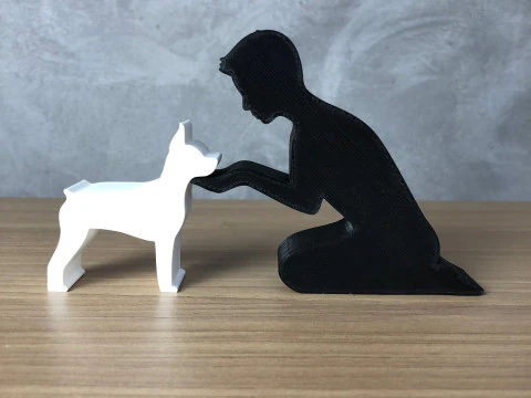 Boy and his Pinscher 3D Print Model